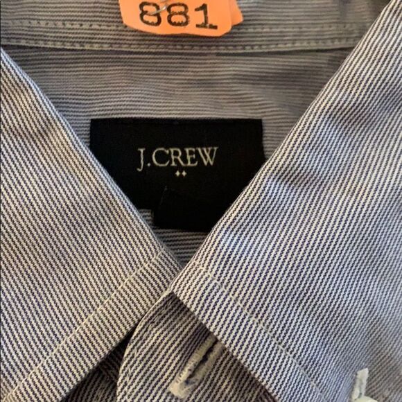 J. Crew blue/white pinstripe button shirt, medium - Picture 4 of 5